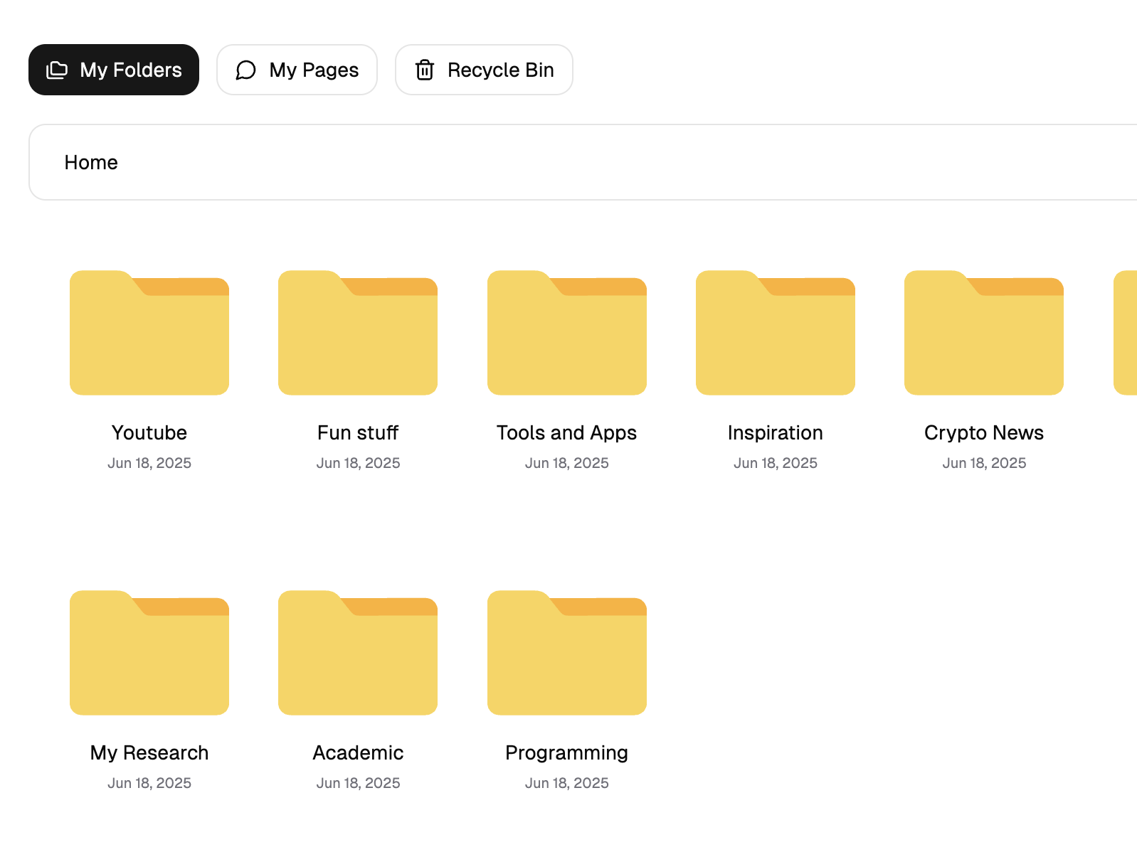 Folder-based organization